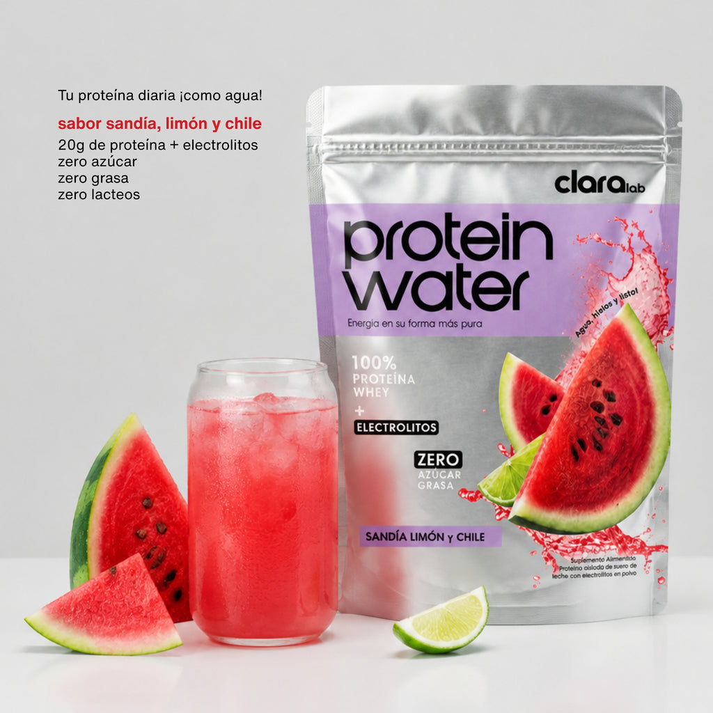 protein water sandía, limón y chile