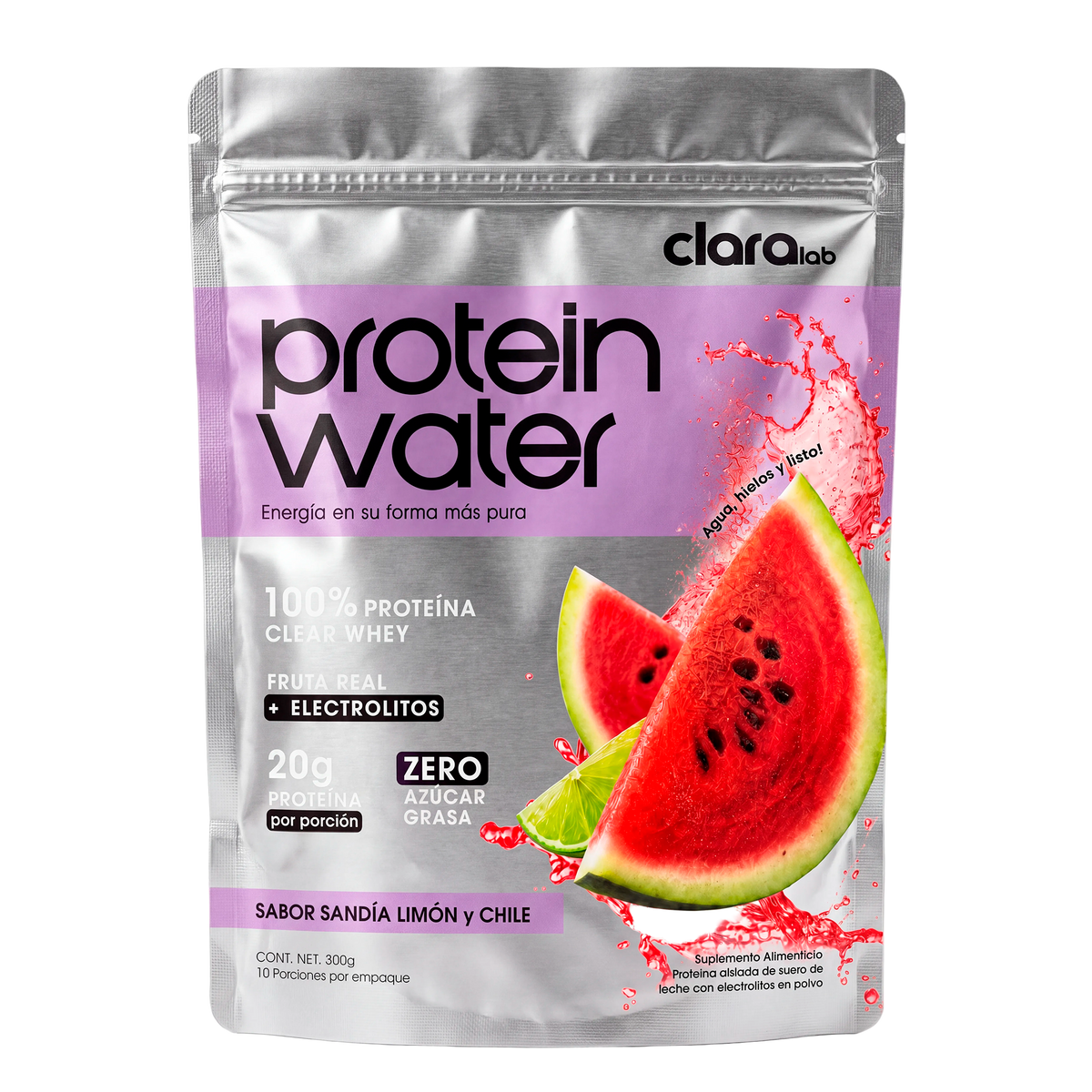 protein water sandía, limón y chile